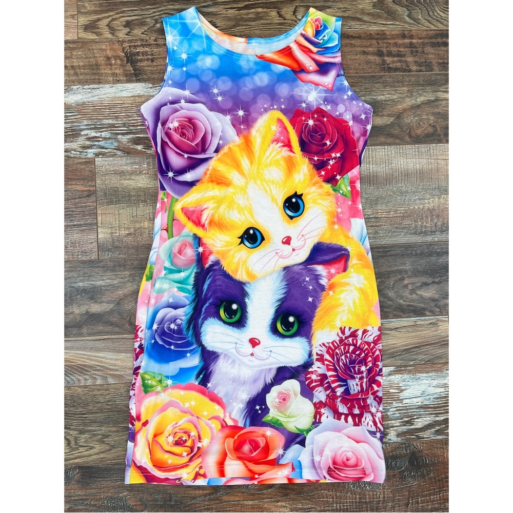 Lisa Frank kittens dress size Medium gently used, excellent condition